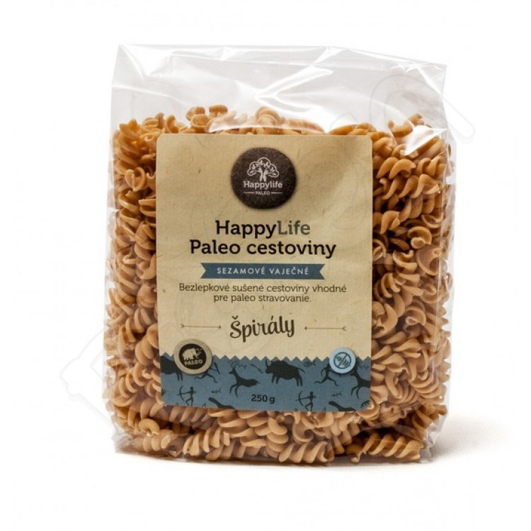 PALEO sezamové vaječné sušené cestoviny – ŠPIRÁLY 250g Happylife 