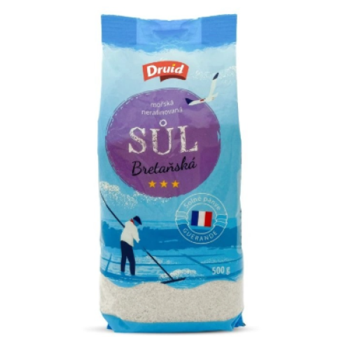 Šedá morská soľ tradičná, nerafinovaná Sel de Guérande 500g Druid