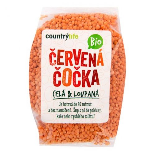 Šošovica červená lúpaná BIO 500g Country Life