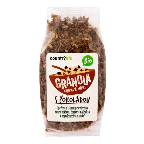 Granola - chrumkavé ovsené vločky s čokoládou BIO 350g Country Life