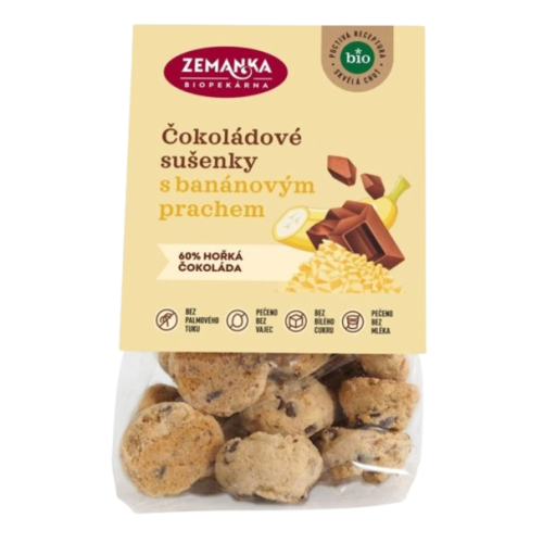 Čokoládové sušienky s banánovým prachom BIO 100g Biopekárna Zemanka 
