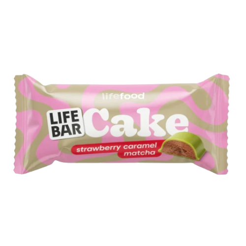 Tyčinka Lifebar Cake jahoda a matcha 35g BIO Lifefood